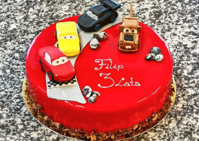 Red birthday cake with cars - Custom Cakes for Special Order by Sweet Wentzl Cafe & Confectionery, Cakes and Pastries, Krakow