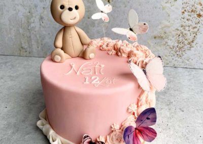 Birthday cake with butterflies and a teddy bear - Custom Cakes for Special Order by Sweet Wentzl Cafe & Confectionery, Cakes and Pastries, Krakow